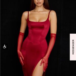 House of CB Casimira Wine Satin Corset Mini Dress